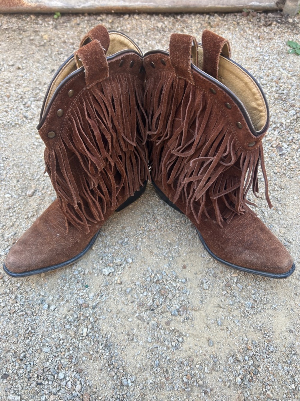 Shyanne Rustic Brown Suede Fringe Western Booties